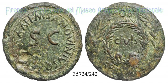 M SANQVINIVS Q F IIIVIR AAAFF S C / RIC 341 17 a.C. (Roma)