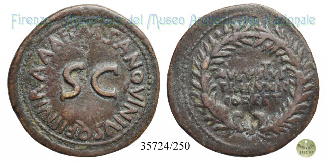 M SANQVINIVS Q F IIIVIR AAAFF S C / RIC 342 17 a.C. (Roma)