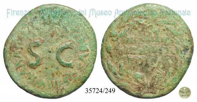 M SANQVINIVS Q F IIIVIR AAAFF S C / RIC 342 17 a.C. (Roma)