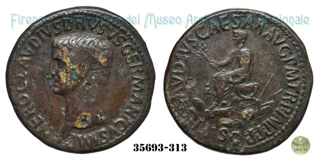 NERO CLAVDIVS DRVSVS GERMANICVS IMP - Claudio seduto - Ric 109  (Roma)