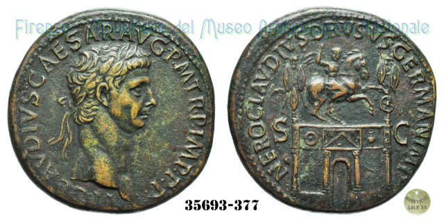 NERO CLAVDIVS DRVSVS GERMAN IMP - Arco tronfale - Ric 114  (Zecca Incerta)