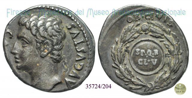 OB CIVIS SERVATOS / RIC 79b 19 a.C. (Colonia Patricia)