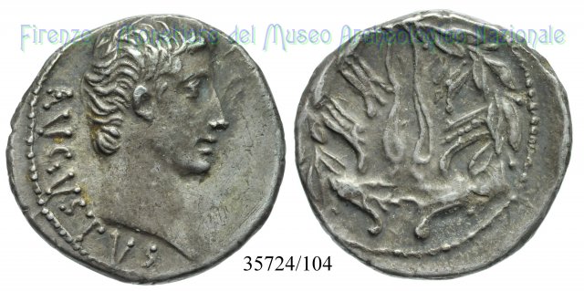 RIC 473 - Corona d’alloro con prore di nave 21 a.C. (Nord Peloponneso (?))