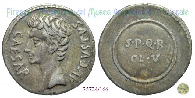 S P Q R CL V / RIC 42b - Scudo 19-18 a.C. (Colonia Caesaraugusta)