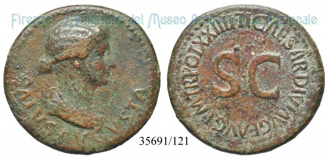 TI CAESAR DIVI AVG F AVG TR POT XXIIII S C 22-23 d.C. (Roma)