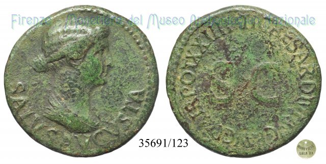 TI CAESAR DIVI AVG F AVG TR POT XXIIII S C 22-23 d.C. (Roma)