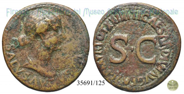 TI CAESAR DIVI AVG F AVG TR POT XXIIII S C 22-23 d.C. (Roma)