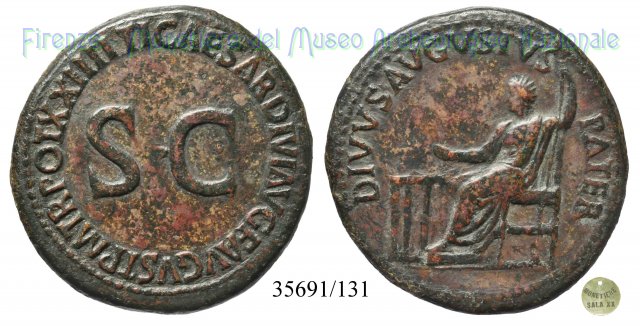 TI CAESAR DIVI AVG F AVGVST PM TR POT XXIIII - Ric 49 22-23 d.C. (Roma)