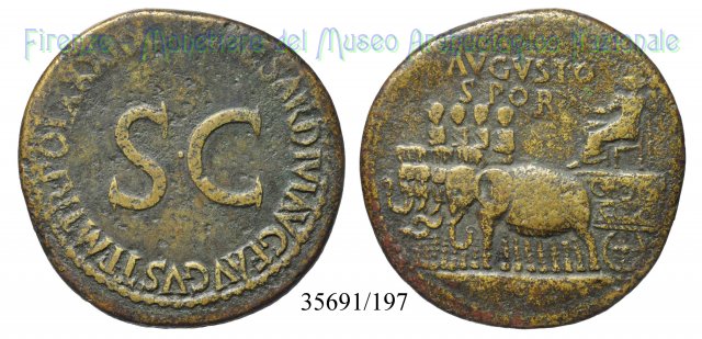 TI CAESAR DIVI AVG F AVGVST PM TR POT XXXIIX S C - RIC 68 36-37 d.C. (Roma)