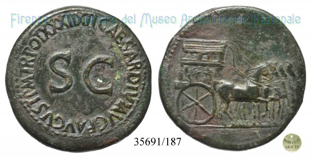 TI CAESAR DIVI AVG F AVGVST PM TR POT XXXIIX S C 36-37 d.C. (Roma)