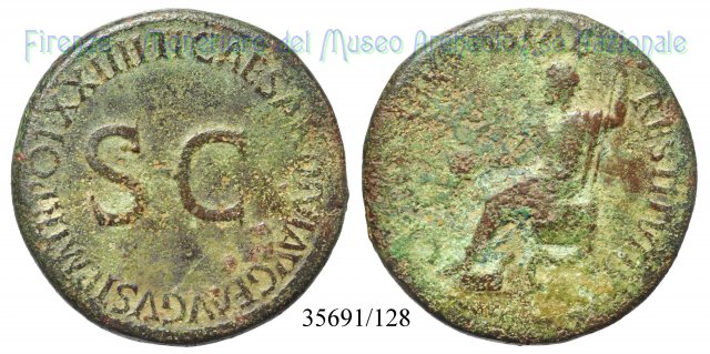 TI CAESAR DIVI AVG F AVGVST PM TRPOTXXIIII - Ric 48 21-22 d.C. (Roma)