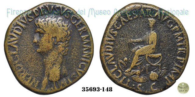 TI CLAVDIVS CAESAR AVG PM TR P IMP - Claudio togato seduto - Ric 93 41-50 d.C. (Roma)