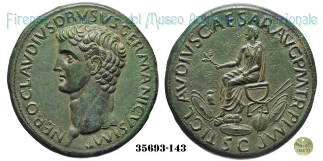 TI CLAVDIVS CAESAR AVG PM TR P IMP - Claudio togato seduto - Ric 93 41-50 d.C. (Roma)