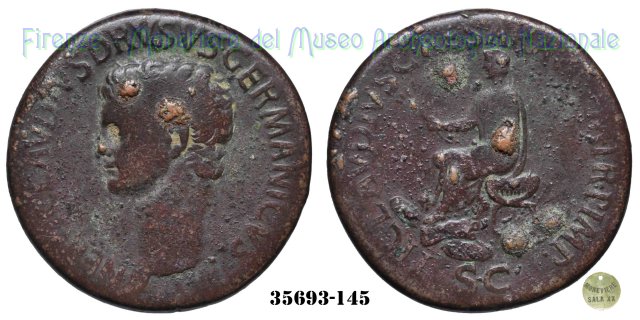 TI CLAVDIVS CAESAR AVG PM TR P IMP - Claudio togato seduto - Ric 93 41-50 d.C. (Roma)