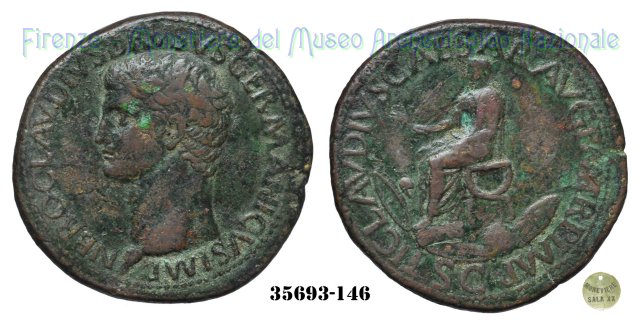 TI CLAVDIVS CAESAR AVG PM TR P IMP - Claudio togato seduto - Ric 93 41-50 d.C. (Roma)