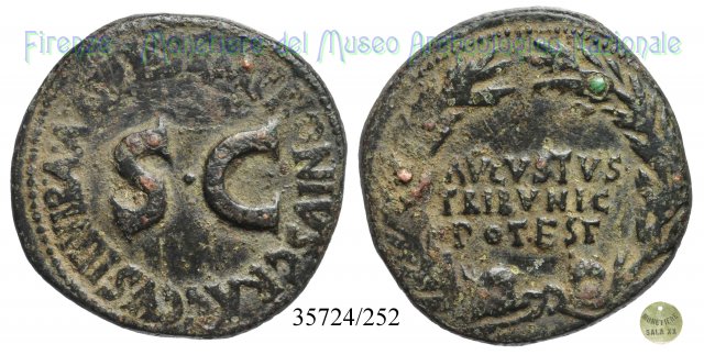 TI SEMPRONIVS GRACCVS IIIVIR AAAFF S C / RIC 349 - Corona d'alloro 17 a.C. (Roma)