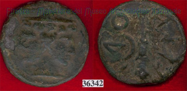 Testa di Culsans / Clava (HN Italy 109c) 299-200 a.C. (Velathri)