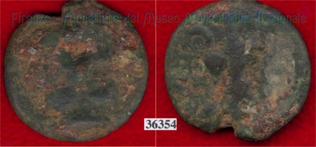 Testa di Culsans / Clava (HN Italy 109g) 299-200 a.C. (Velathri)