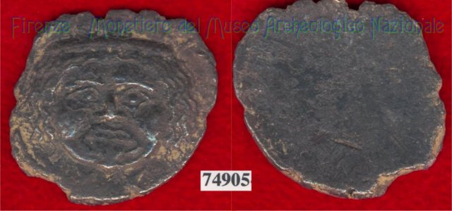 Testa di Metus / linee incrociate (HN Italy 151) 400 a.C. (Pupluna)