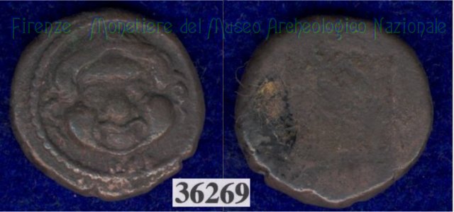 Testa di Metus / senza tipo (HN Italy 119) 400 a.C. (Pupluna)