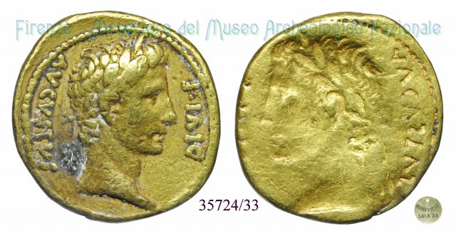 RIC 196 / Testa laureata di Augusto a d.; incusa 11-10 a.C. (Lugdunum)