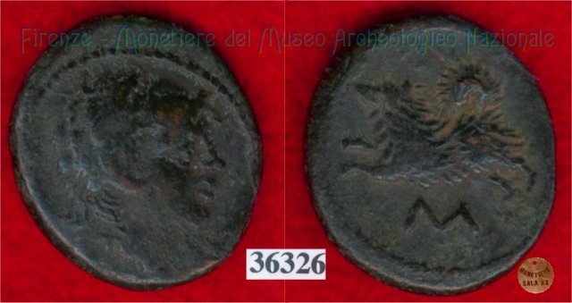 Testa maschile / Cane - ) (HN Italy 70) 299-200 a.C. (Val di Chiana)