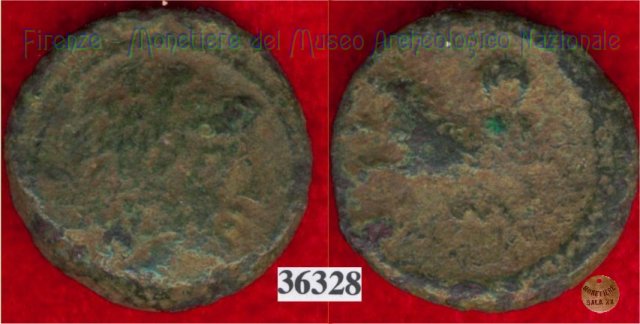 Testa maschile / Cane - sigma (HN Italy 70) 299-200 a.C. (Val di Chiana)
