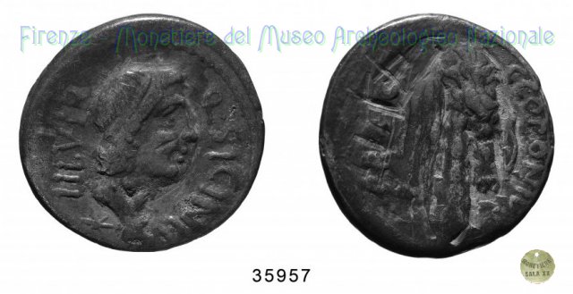 Testa di Apollo/Clava e leonté (RRC 444/1a) 49 a.C. (Itinerante)