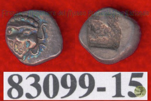 Gorgoneion/Quadrato incuso (HN Italy, 94) 500-450 a.C. (Pupluna?)