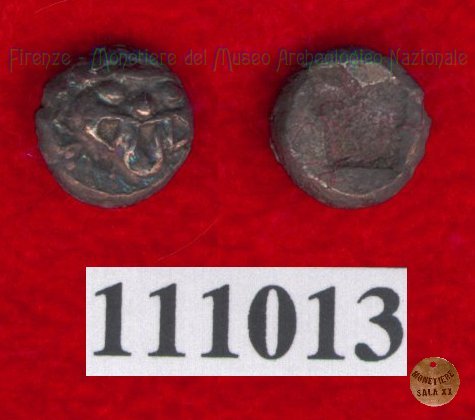 Gorgoneion/Quadrato incuso (HN Italy, 94) 500-450 a.C. (Pupluna?)