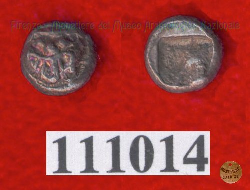 Gorgoneion/Quadrato incuso (HN Italy, 94) 500-450 a.C. (Pupluna?)