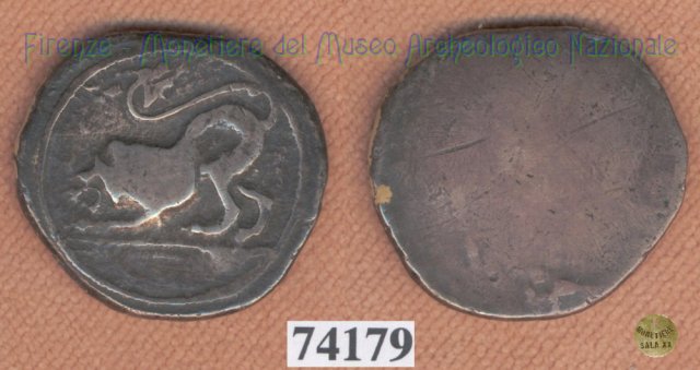 Leone/Senza tipo (HN Italy, 111) 499-400 a.C. (Pupluna)