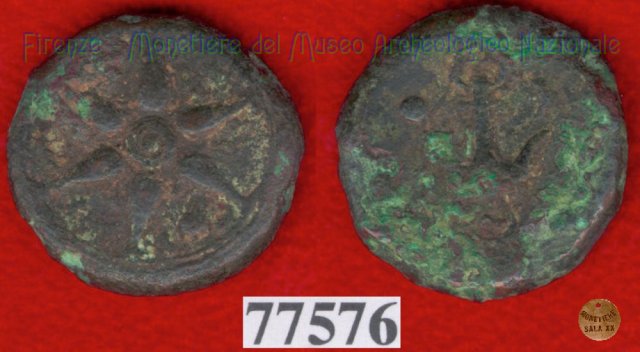Ruota a 6 raggi / Ancora - ) (HN Italy 67) 299-200 a.C. (Etruria Sett. Interna)