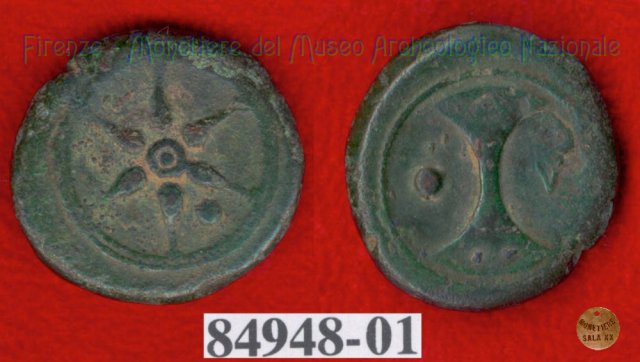 Ruota a 6 raggi / Bipenne - V (HN Italy 59) 299-200 a.C. (Etruria Sett. Interna)