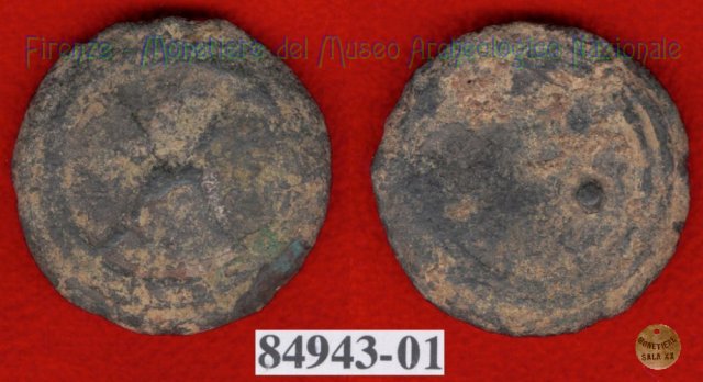 Ruota arcaica / 3 crescenti (HN Italy 64e) 299-200 a.C. (Etruria Sett. Interna)
