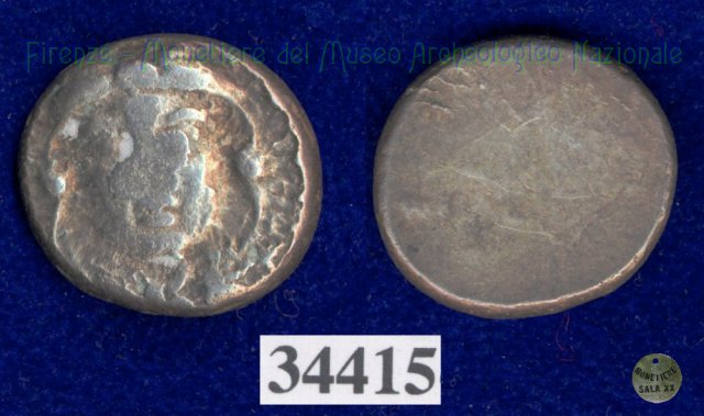 Testa di Hercle / senza tipo (HN Italy 155) 400 a.C. (Pupluna)