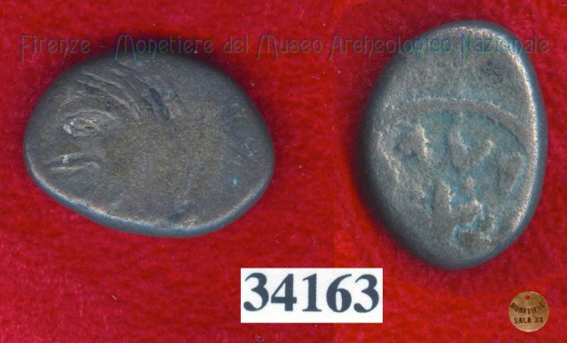 Testa di Metus / legenda (HN Italy 143-5) 400 a.C. (Pupluna)