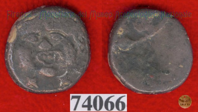 Testa di Metus / legenda (HN Italy 143-5) 400 a.C. (Pupluna)