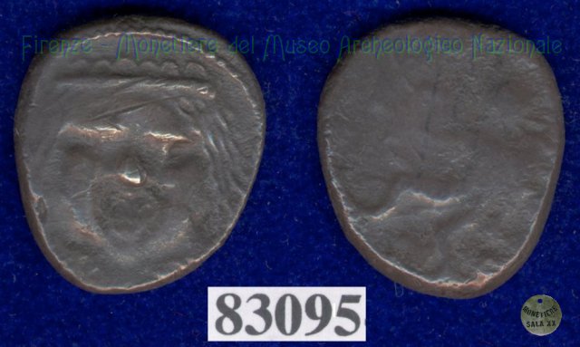 Testa di Metus / polipo (HN Italy 146) 400 a.C. (Pupluna)