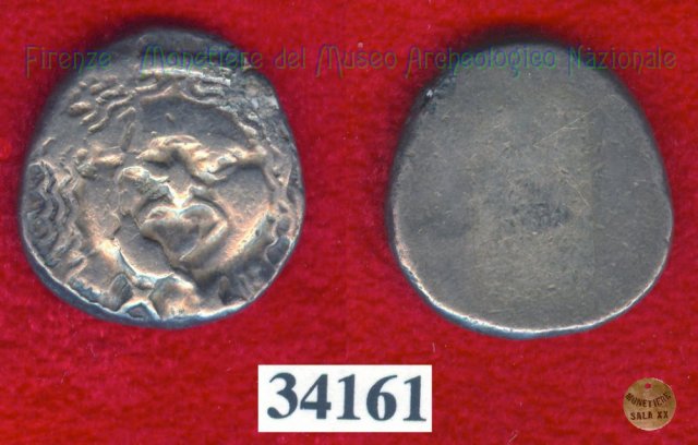 Testa di Metus / senza tipo (HN Italy 152) 400 a.C. (Pupluna)