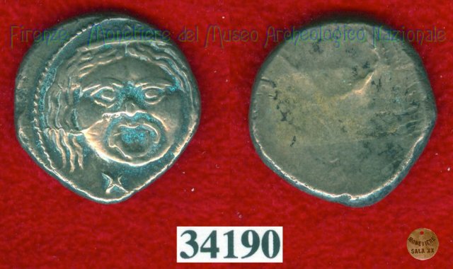 Testa di Metus / senza tipo (HN Italy 152) 400 a.C. (Pupluna)