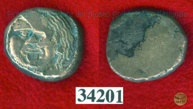 Testa di Metus / senza tipo (HN Italy 152) 400 a.C. (Pupluna)