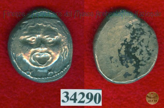 Testa di Metus / senza tipo (HN Italy 152) 400 a.C. (Pupluna)