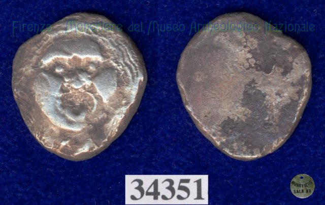 Testa di Metus / senza tipo (HN Italy 152) 400 a.C. (Pupluna)