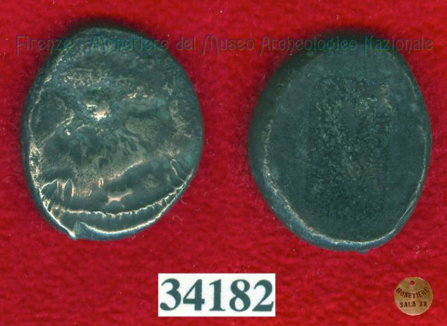 Testa di Metus / senza tipo (HN Italy 152) 400 a.C. (Pupluna)