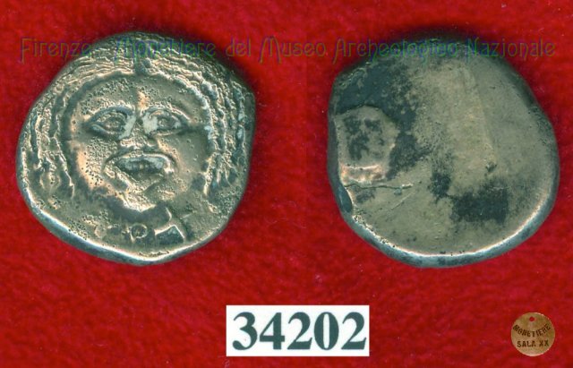 Testa di Metus / senza tipo (HN Italy 152) 400 a.C. (Pupluna)