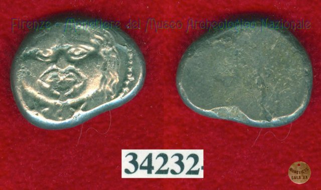 Testa di Metus / senza tipo (HN Italy 152) 400 a.C. (Pupluna)