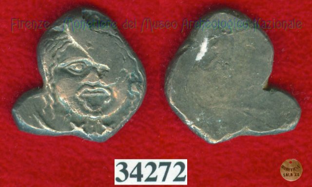 Testa di Metus / senza tipo (HN Italy 152) 400 a.C. (Pupluna)