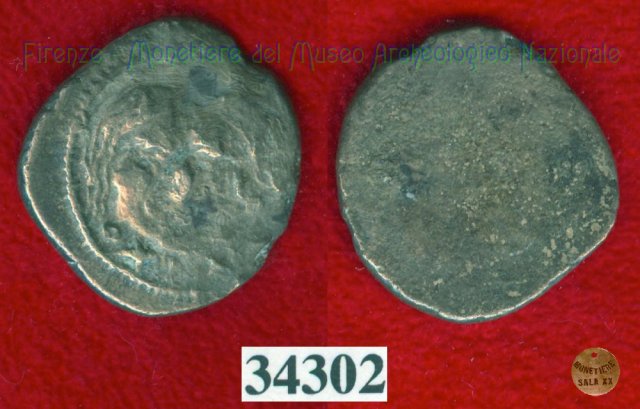 Testa di Metus / senza tipo (HN Italy 152) 400 a.C. (Pupluna)