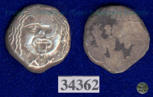 Testa di Metus / senza tipo (HN Italy 152) 400 a.C. (Pupluna)